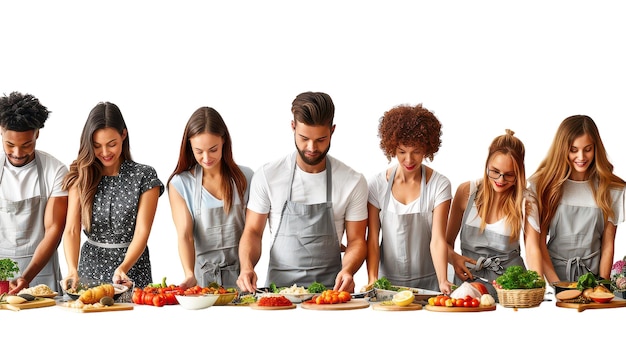 Uczestnicy gotujący razem